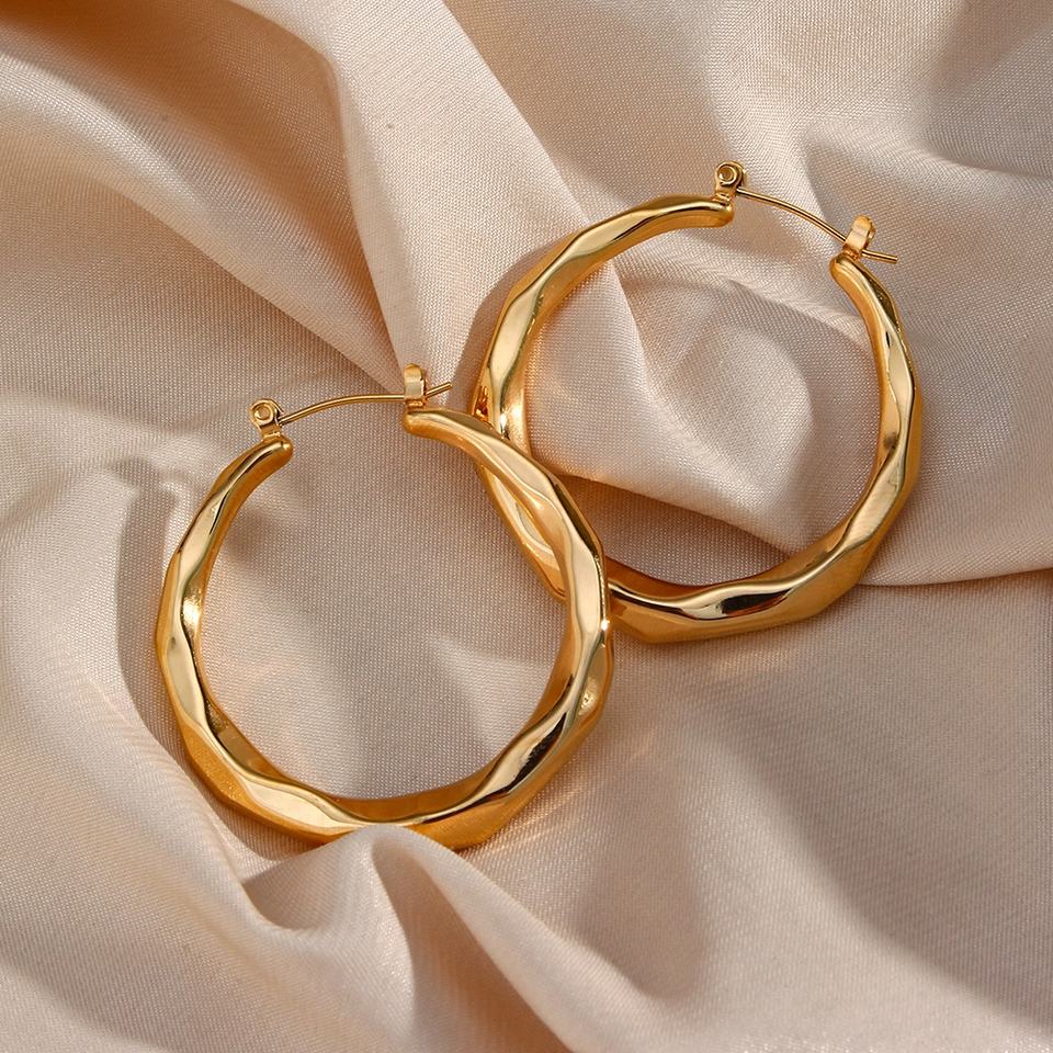 Astra Wave Sculpted Gold Hoop Earrings