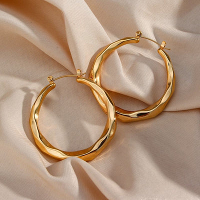 Astra Wave Sculpted Gold Hoop Earrings