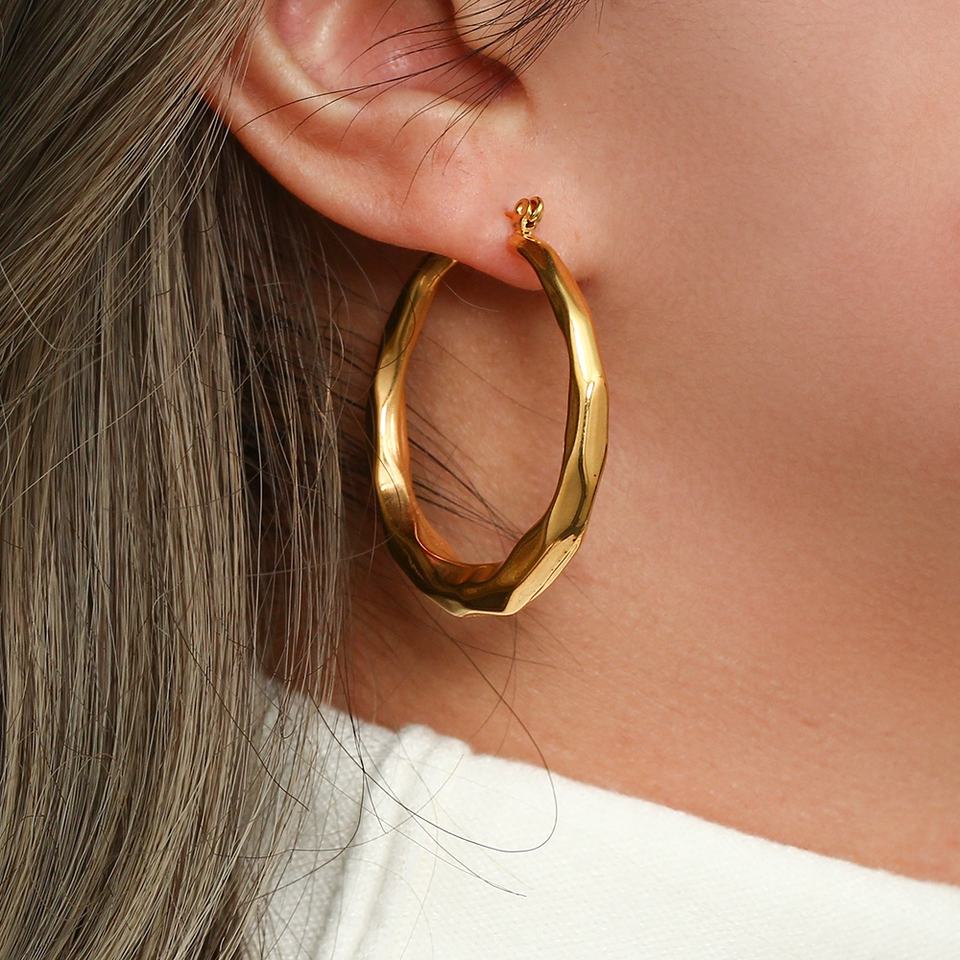 Astra Wave Sculpted Gold Hoop Earrings