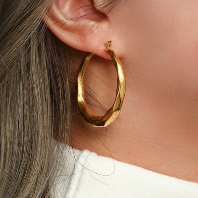 Astra Wave Sculpted Gold Hoop Earrings
