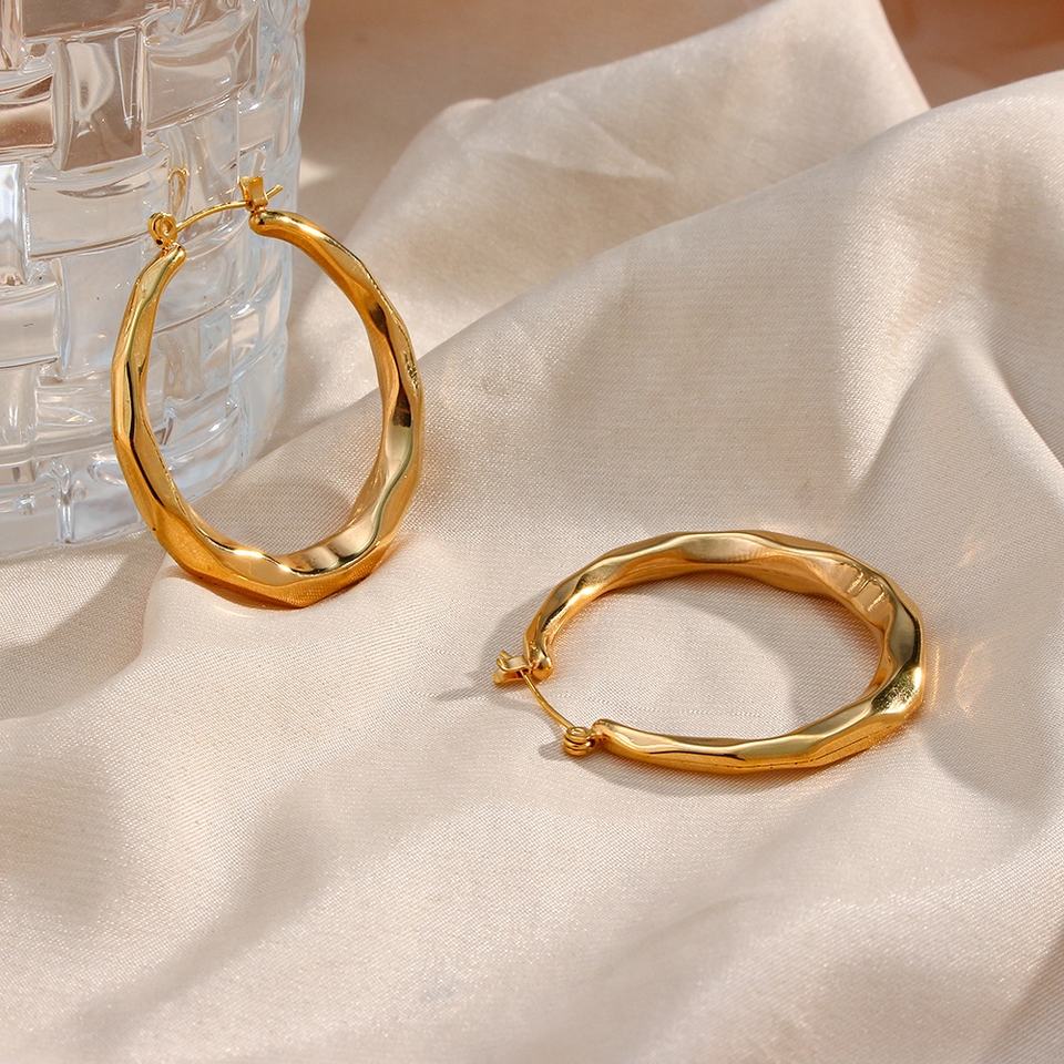 Astra Wave Sculpted Gold Hoop Earrings