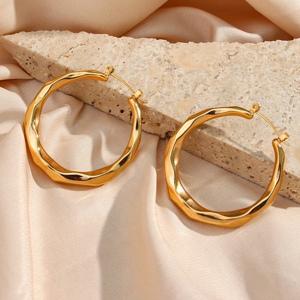 Astra Wave Sculpted Gold Hoop Earrings