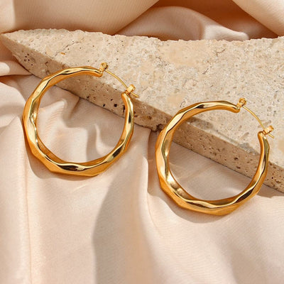 Astra Wave Sculpted Gold Hoop Earrings