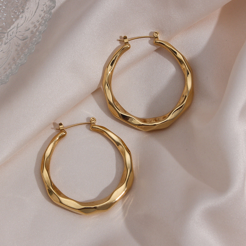 Astra Wave Sculpted Gold Hoop Earrings