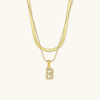 Opal Charm - LayeRed Gold Initial Necklace