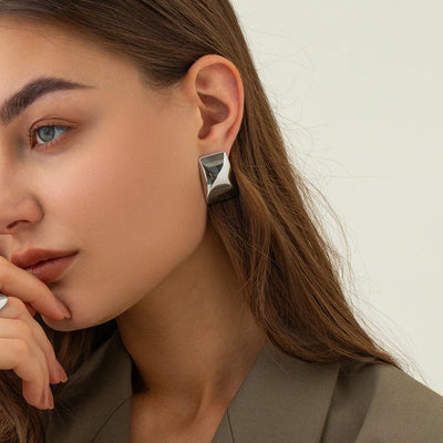 Bold Wave Sculpted Gold Earrings