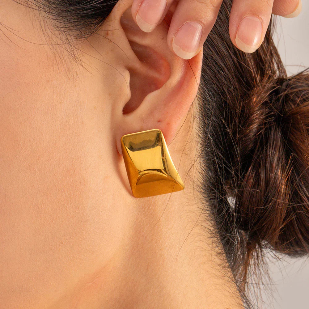 Bold Wave Sculpted Gold Earrings