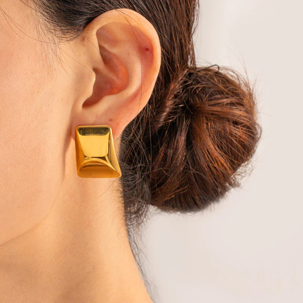 Bold Wave Sculpted Gold Earrings