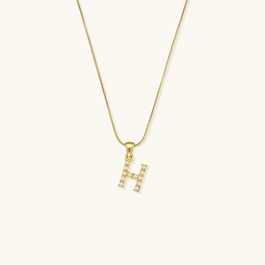 Celeste - Gold Pearl Letter Necklace