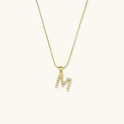 Celeste - Gold Pearl Letter Necklace