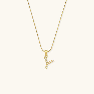 Celeste - Gold Pearl Letter Necklace