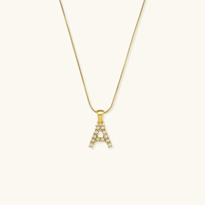 Celeste - Gold Pearl Letter Necklace