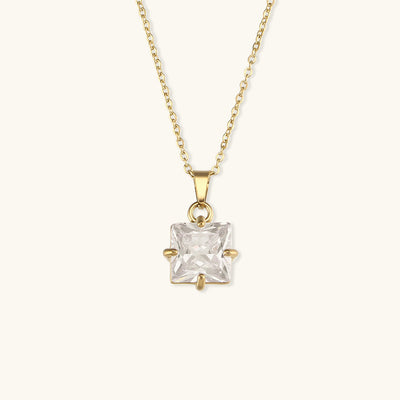 Celeste Gold Princess Cut Necklace
