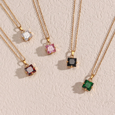 Celeste Gold Princess Cut Necklace