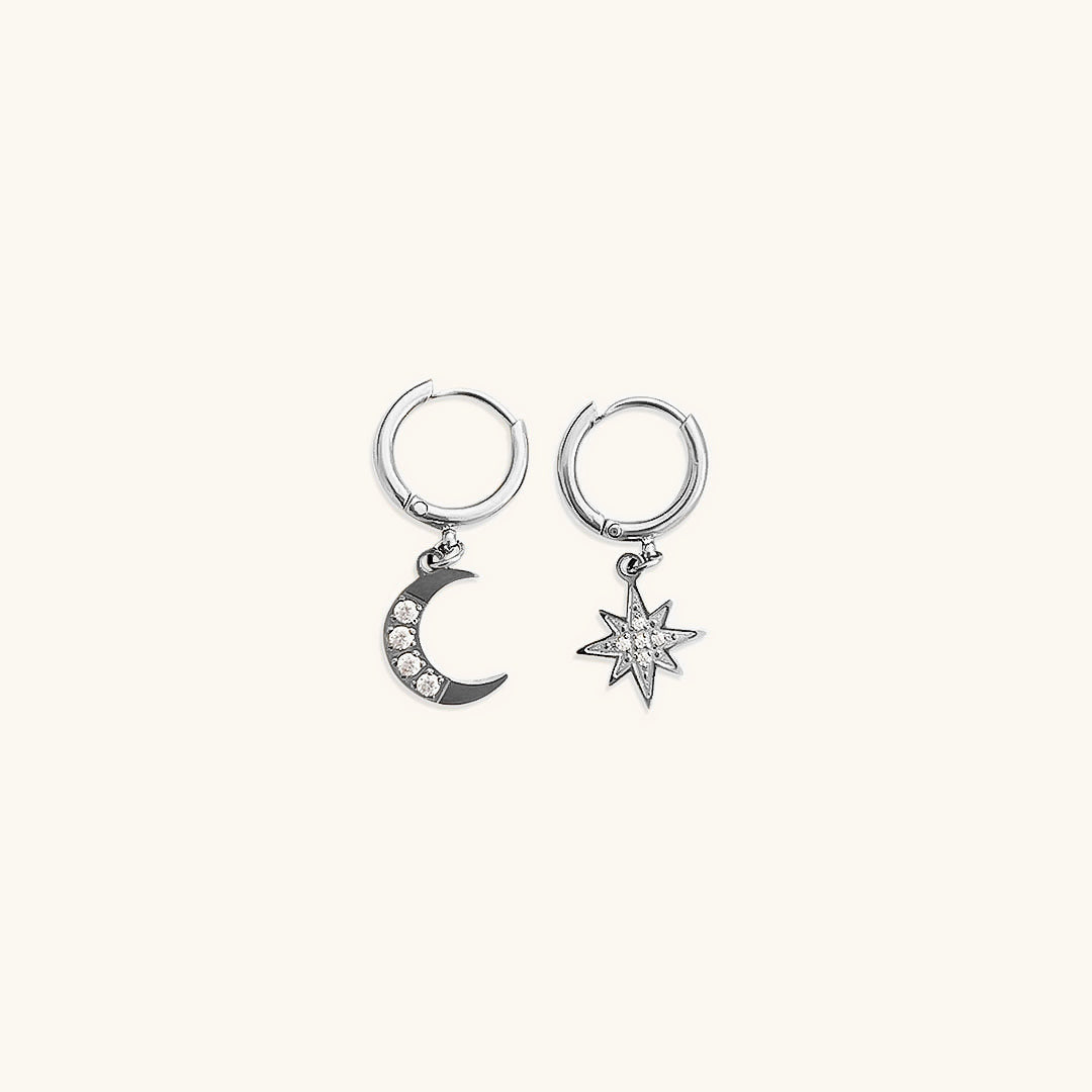 Celestial Charm Gold Star and Moon Earrings