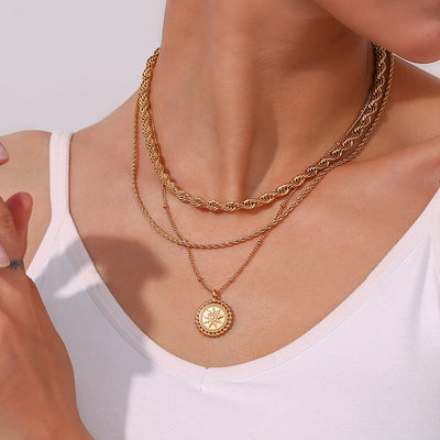 Celestial Glow - Gold Medallion Necklace