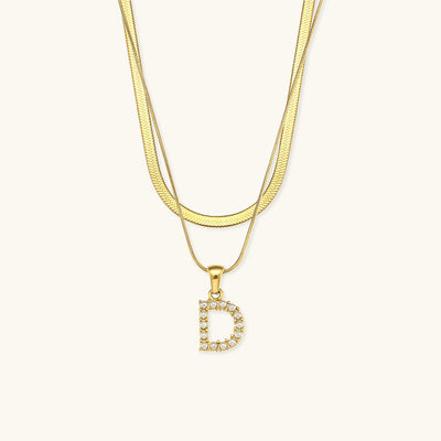 Opal Charm - LayeRed Gold Initial Necklace