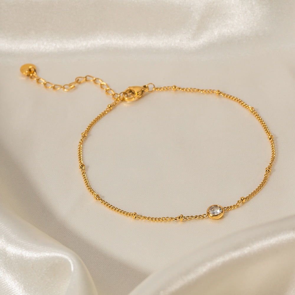Delicate Crystal Charm Anklet Golden Elegance