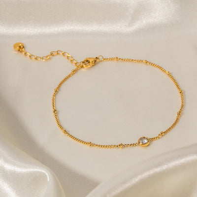 Delicate Crystal Charm Anklet Golden Elegance