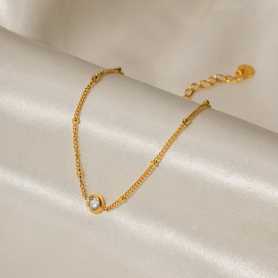 Delicate Crystal Charm Anklet Golden Elegance