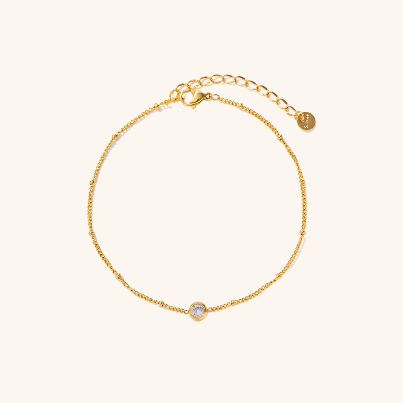 Delicate Crystal Charm Anklet Golden Elegance