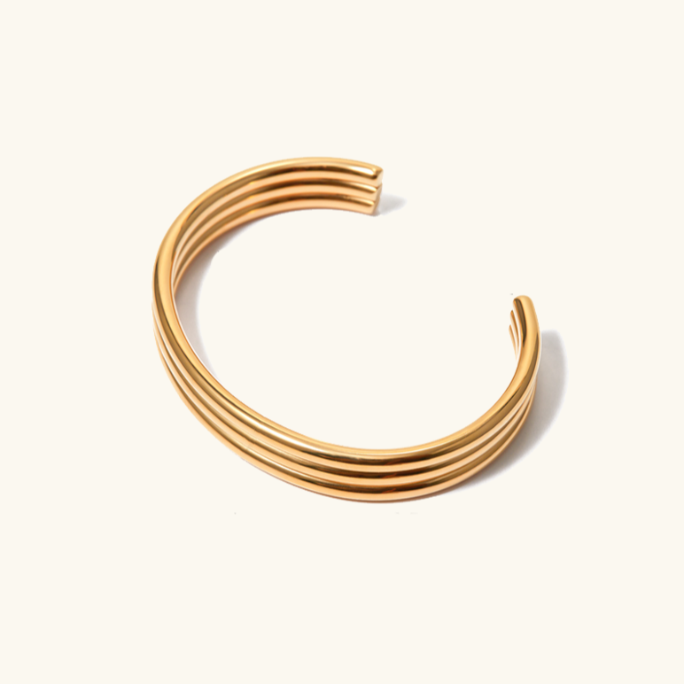 Elara Triple Gold Cuff Bracelet