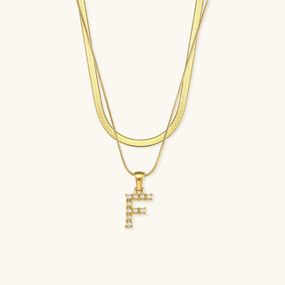 Opal Charm - LayeRed Gold Initial Necklace