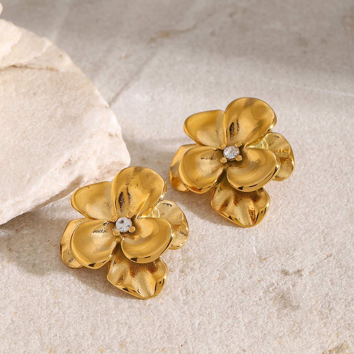 Flora Bloom Floral Gold Stud Earrings