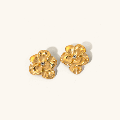 Flora Bloom Floral Gold Stud Earrings