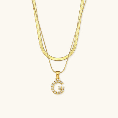Opal Charm - LayeRed Gold Initial Necklace