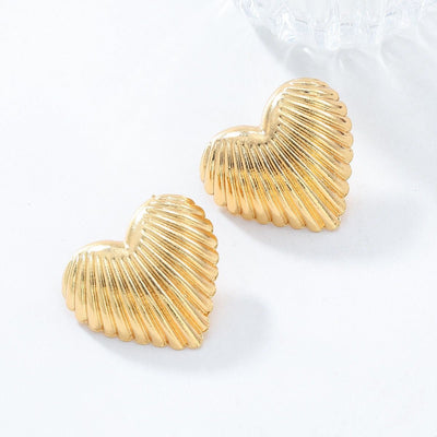 Aurelia Ribbed Heart Statement Earrings
