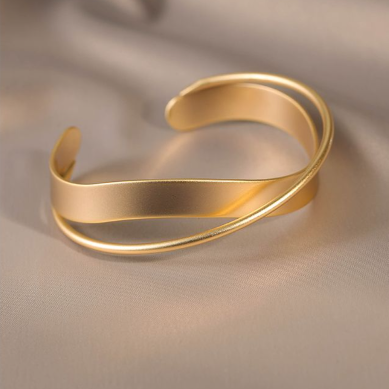 Twistline - Gold Open Cuff Bangle
