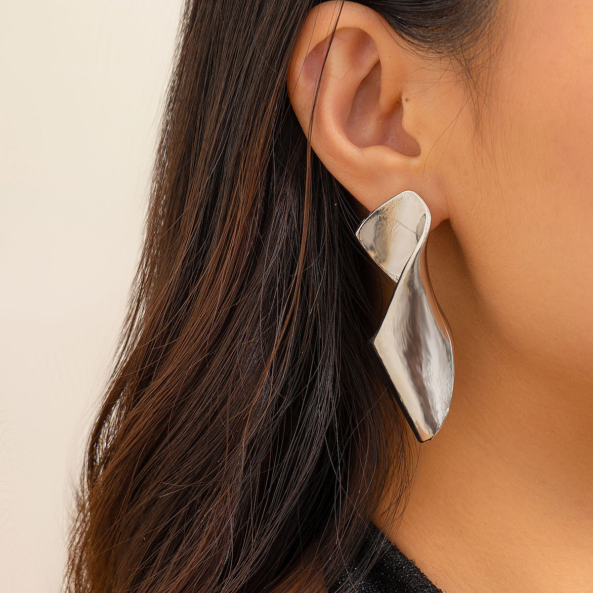 Sculpted Waves Statement Metal Drop Earrings