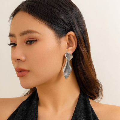 Sculpted Waves Statement Metal Drop Earrings