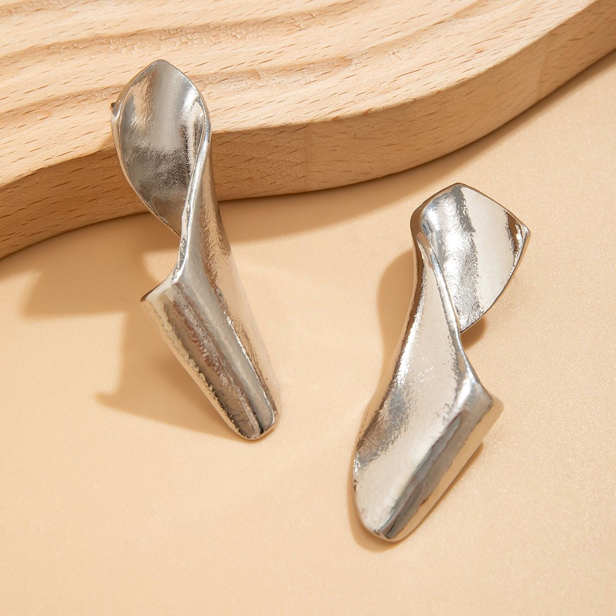Sculpted Waves Statement Metal Drop Earrings