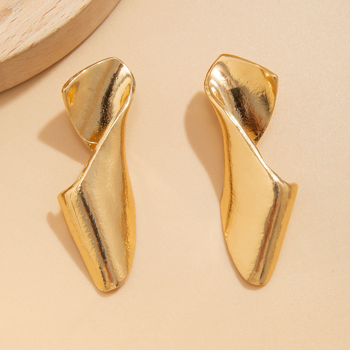 Sculpted Waves Statement Metal Drop Earrings