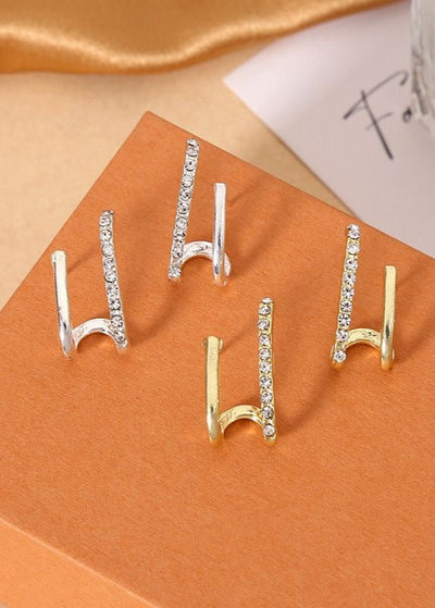 Vestra Dual Band Zircon Earrings