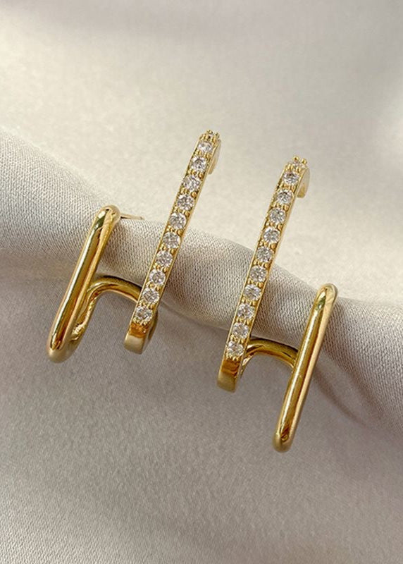 Vestra Dual Band Zircon Earrings