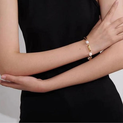 Isla Pearl Link Gold Bracelet