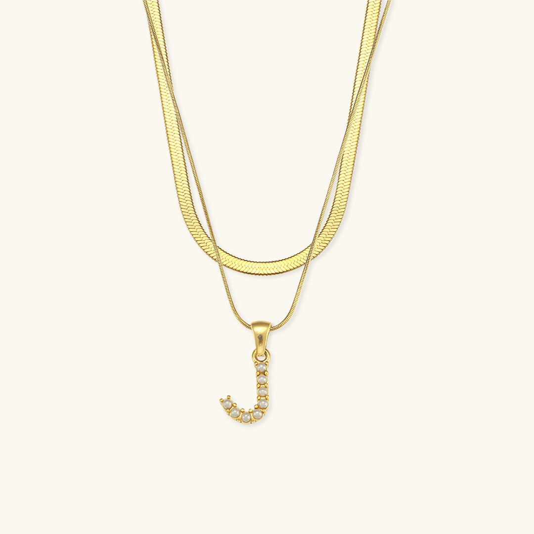 Opal Charm - LayeRed Gold Initial Necklace