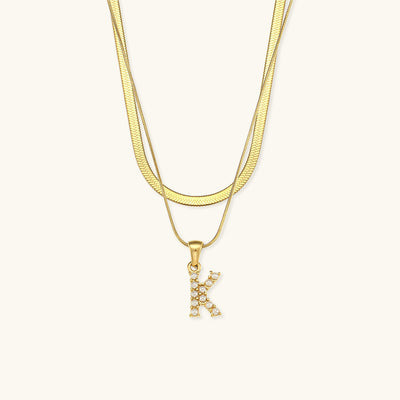 Opal Charm - LayeRed Gold Initial Necklace