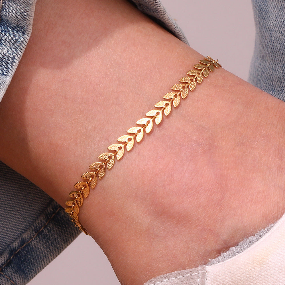 Leaf Cascade Gold Plated Anklet