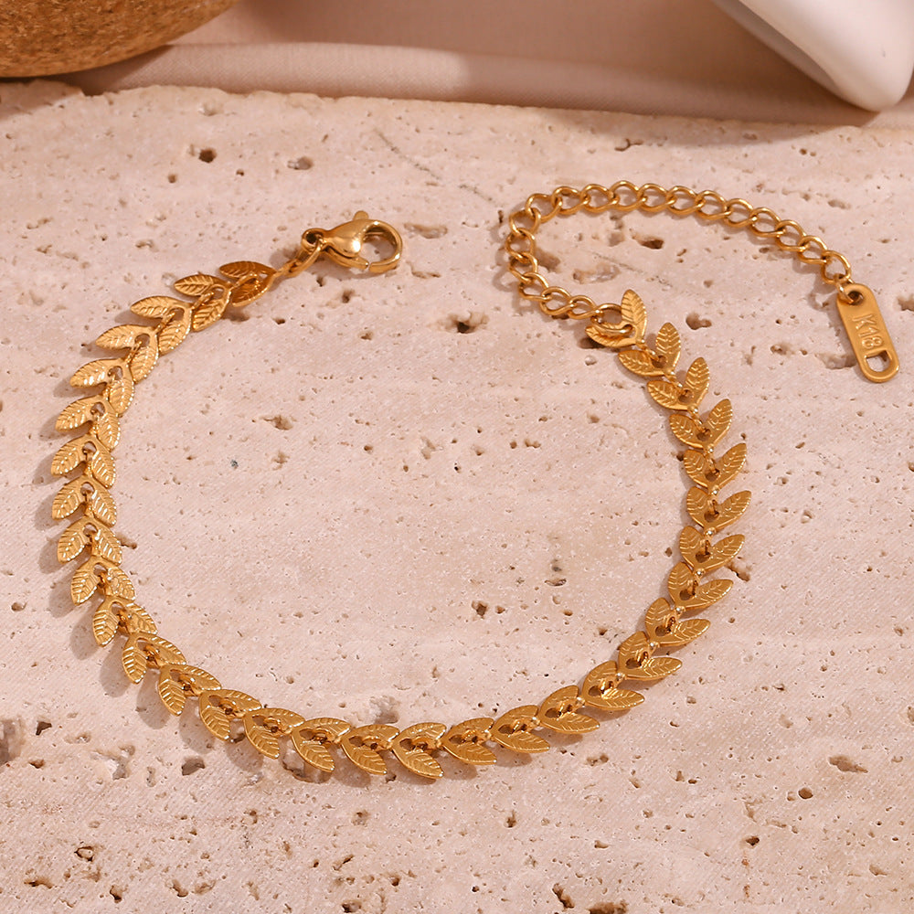 Leaf Cascade Gold Plated Anklet
