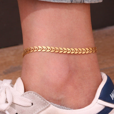 Leaf Cascade Gold Plated Anklet