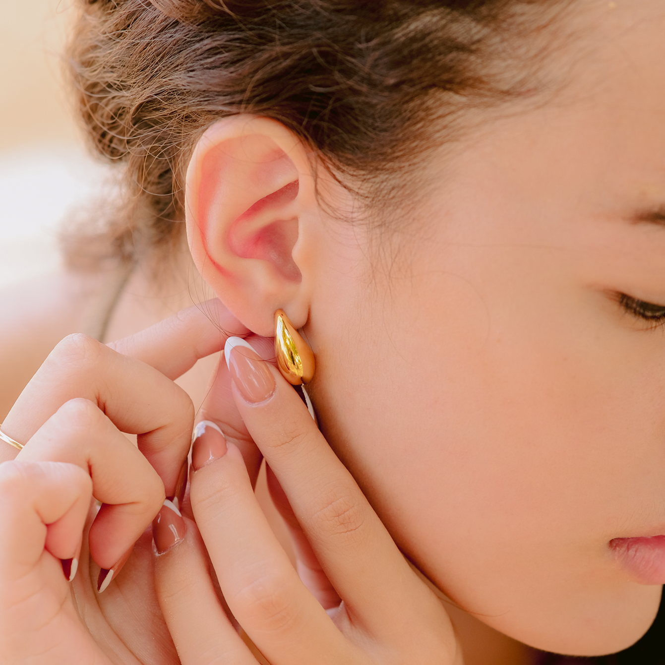 Luna Drop Crescent Gold Earrings
