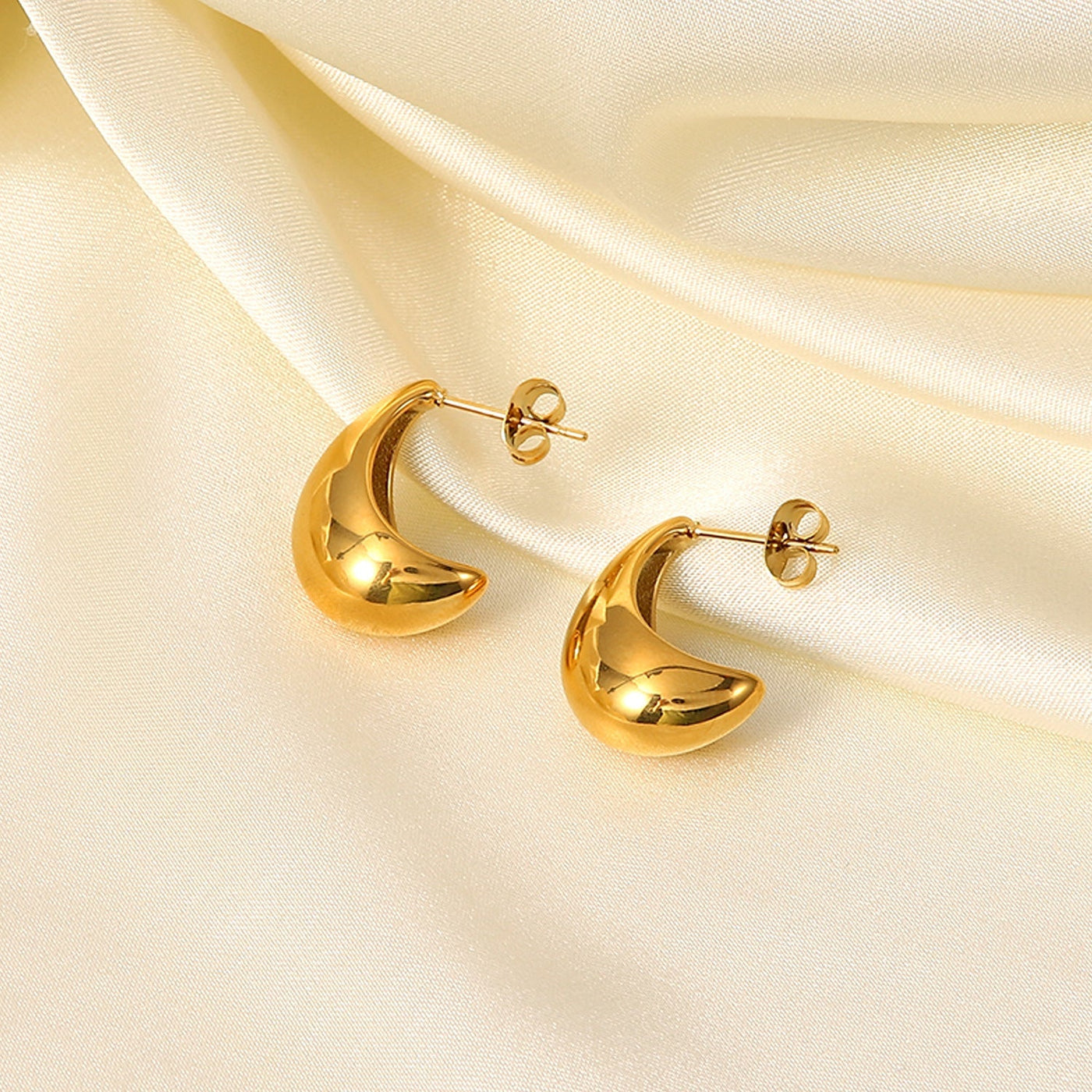 Luna Drop Crescent Gold Earrings