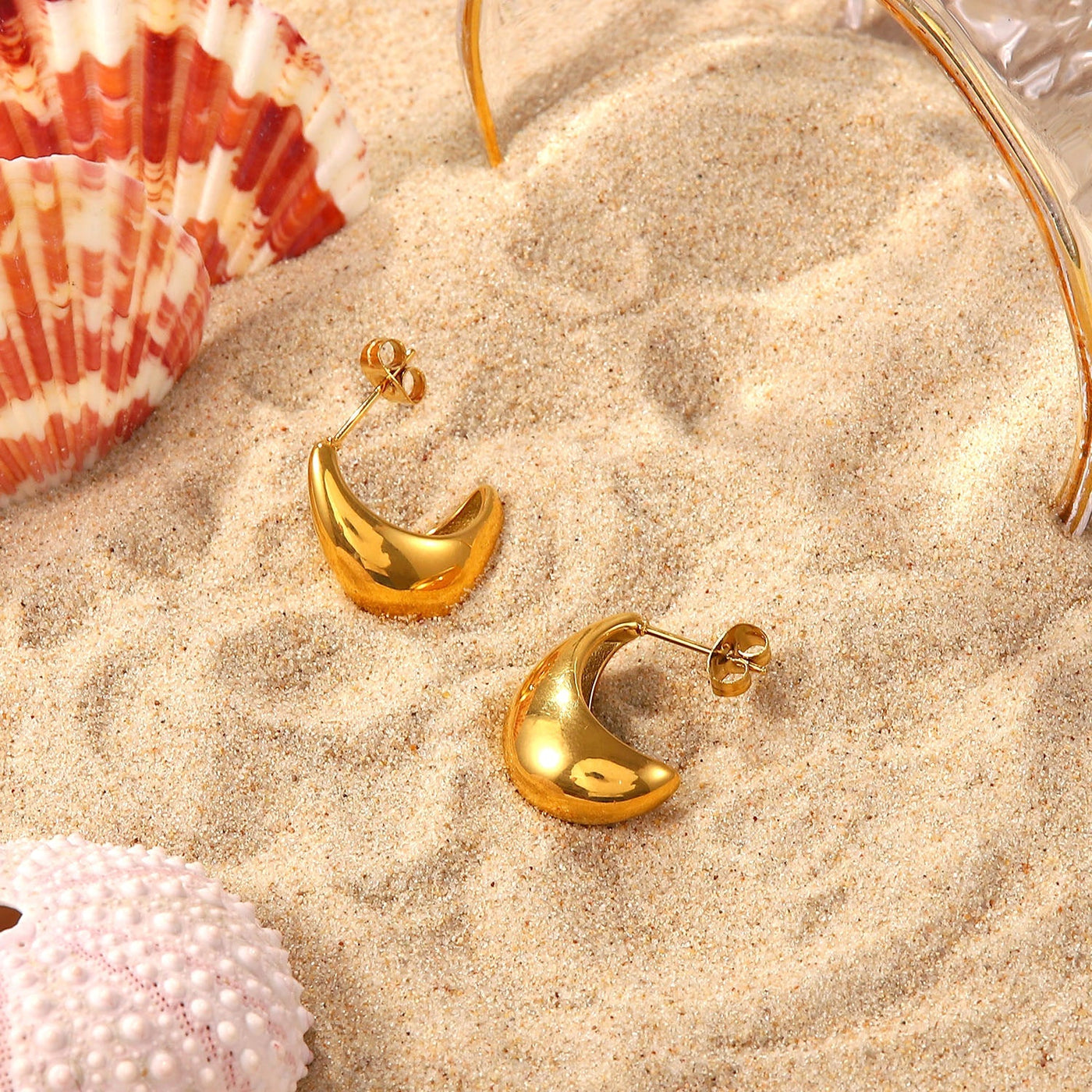 Luna Drop Crescent Gold Earrings