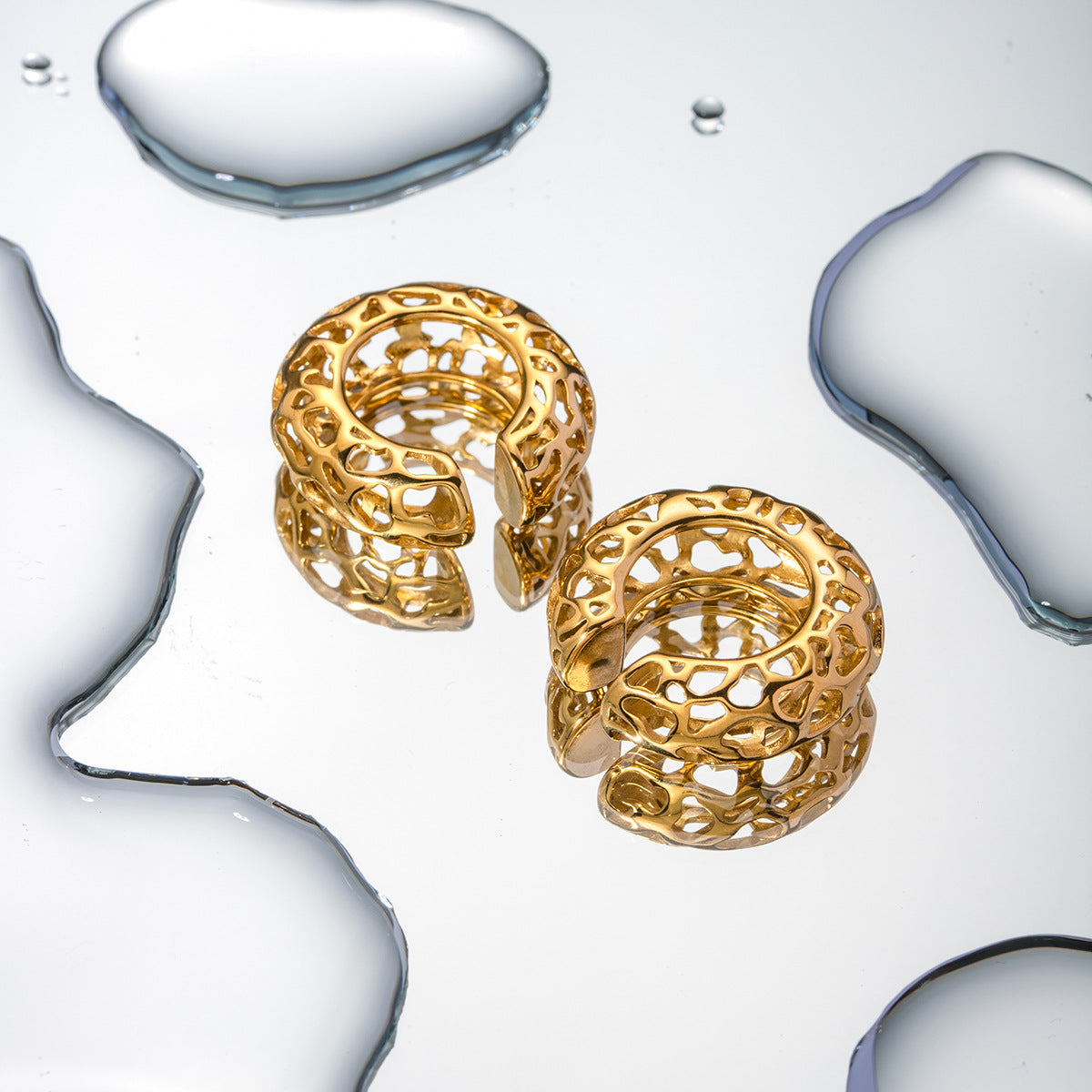 Luna Lace Gold Hoop Earrings