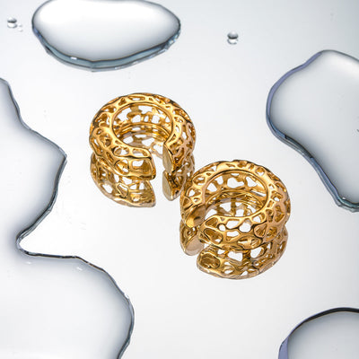 Luna Lace Gold Hoop Earrings