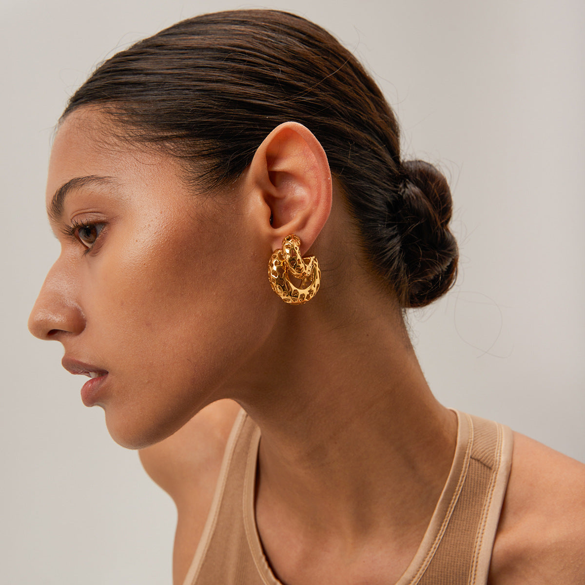 Luna Lace Gold Hoop Earrings